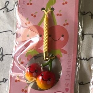 Yellow Braided cherry keychain